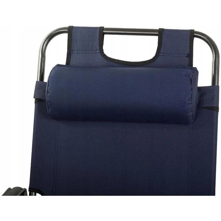 Black Forest, leżak ogrodowy rozkładany z poduszką, granatowy