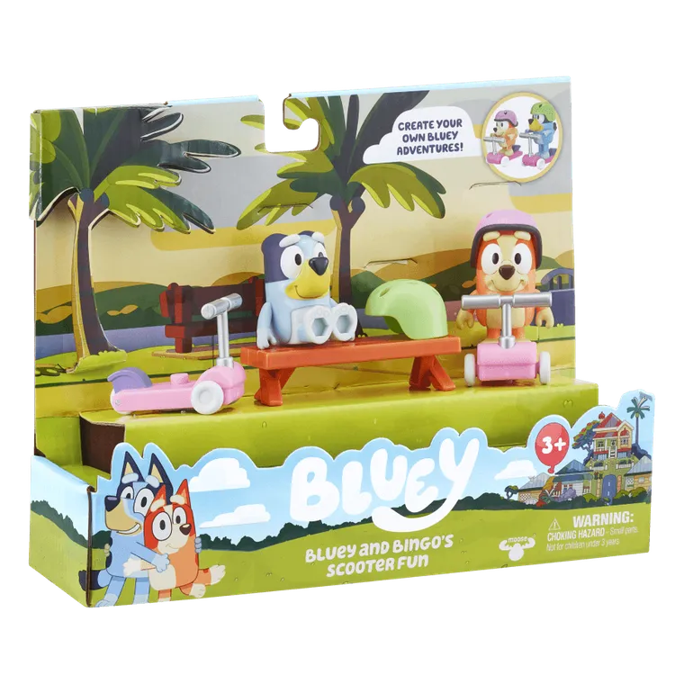 Bluey, Jazda na hulajnodze, zestaw z figurkami