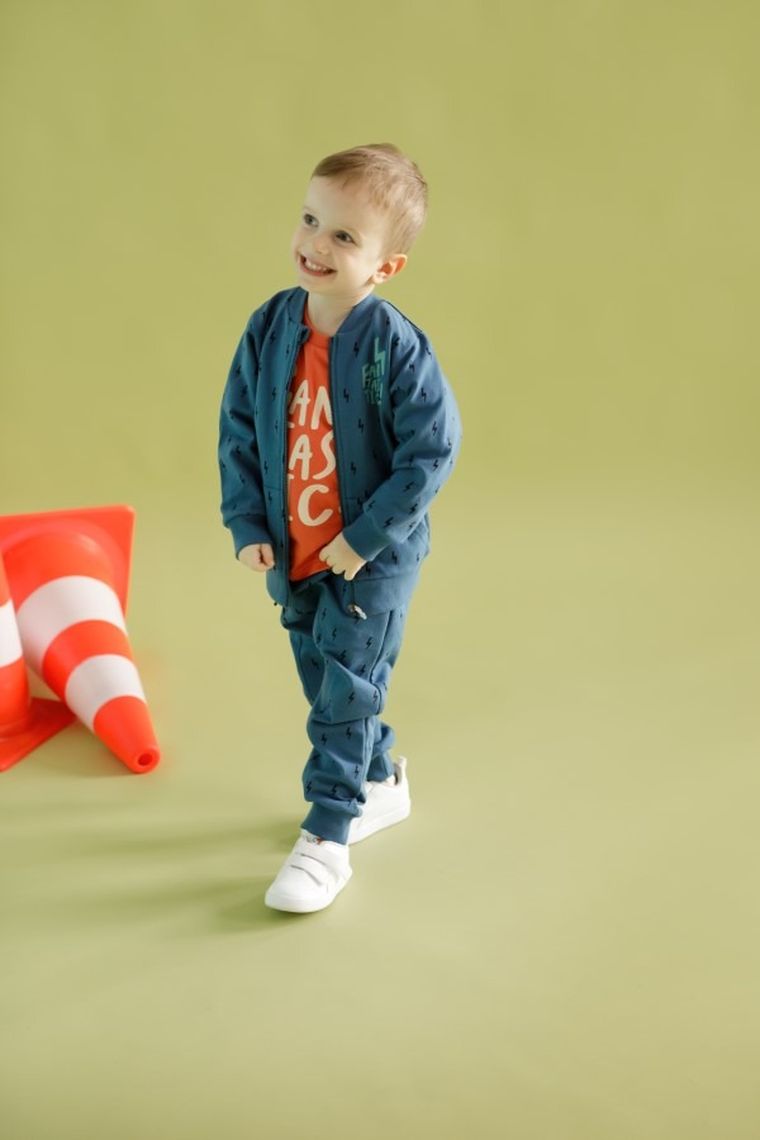 Bluza chłopięca, rozpinana, granatowa, Orange Flip, Pinokio