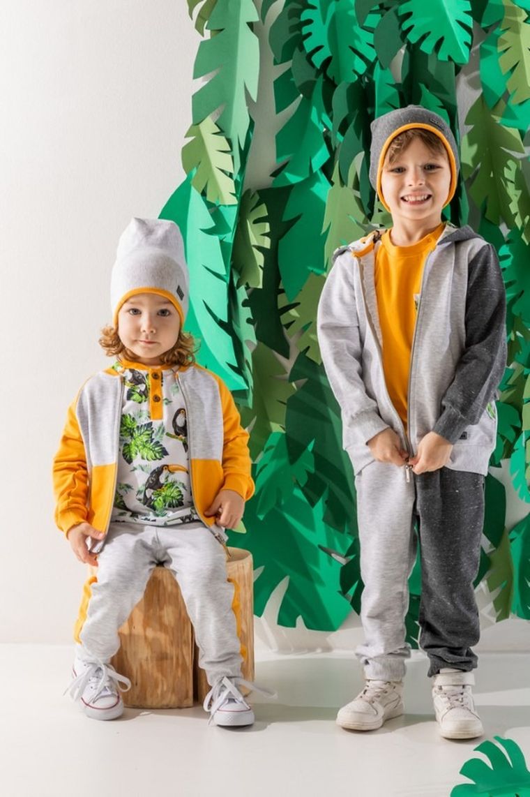 Bluza chłopięca, rozpinana, szaro-żółta, Nicol