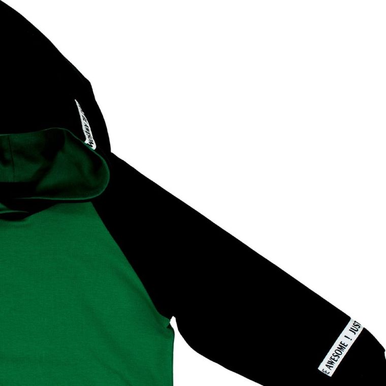 Bluza chłopięca z kapturem, czarno-zielona, Nicol