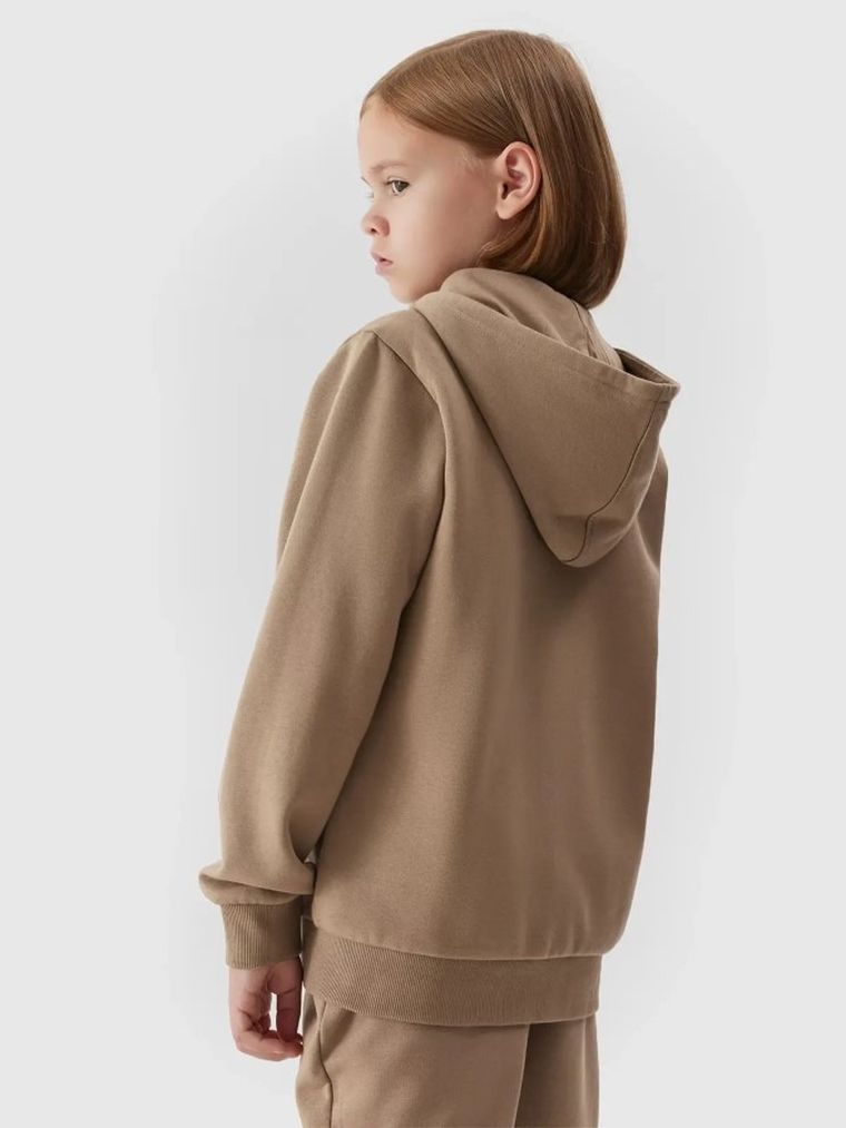 Bluza chłopięca z kapturem, rozpinana, beżowa, 4F