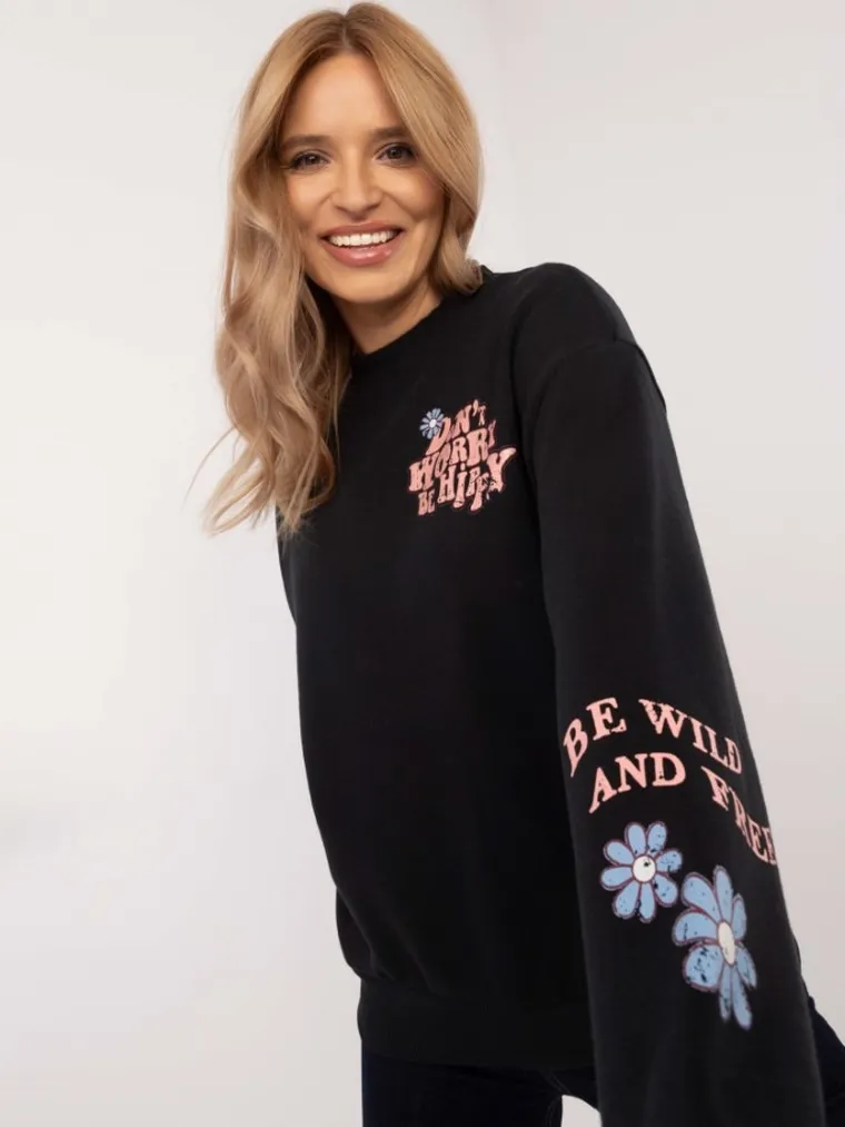 Bluza damska, czarna, Sublevel