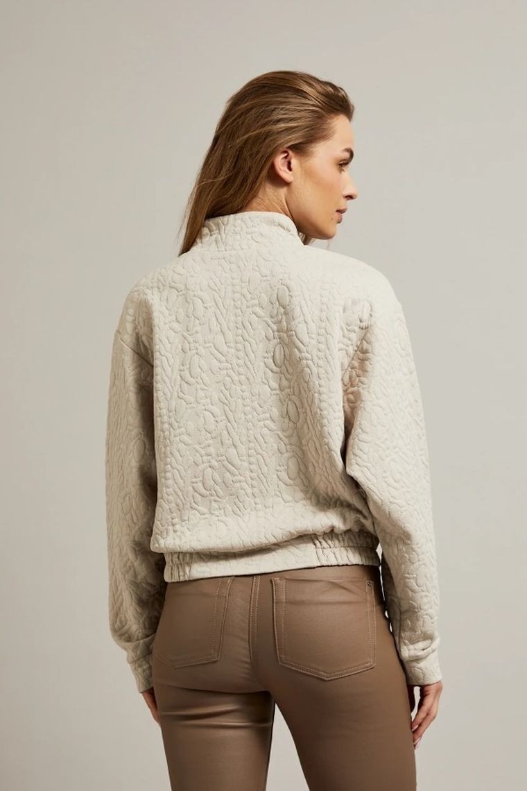 Bluza damska, rozpinana, beżowa, Moodo