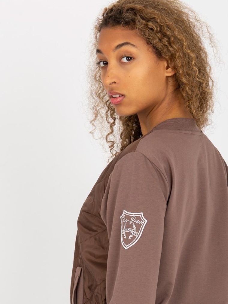Bluza damska, rozpinana, brązowa, Rue Paris
