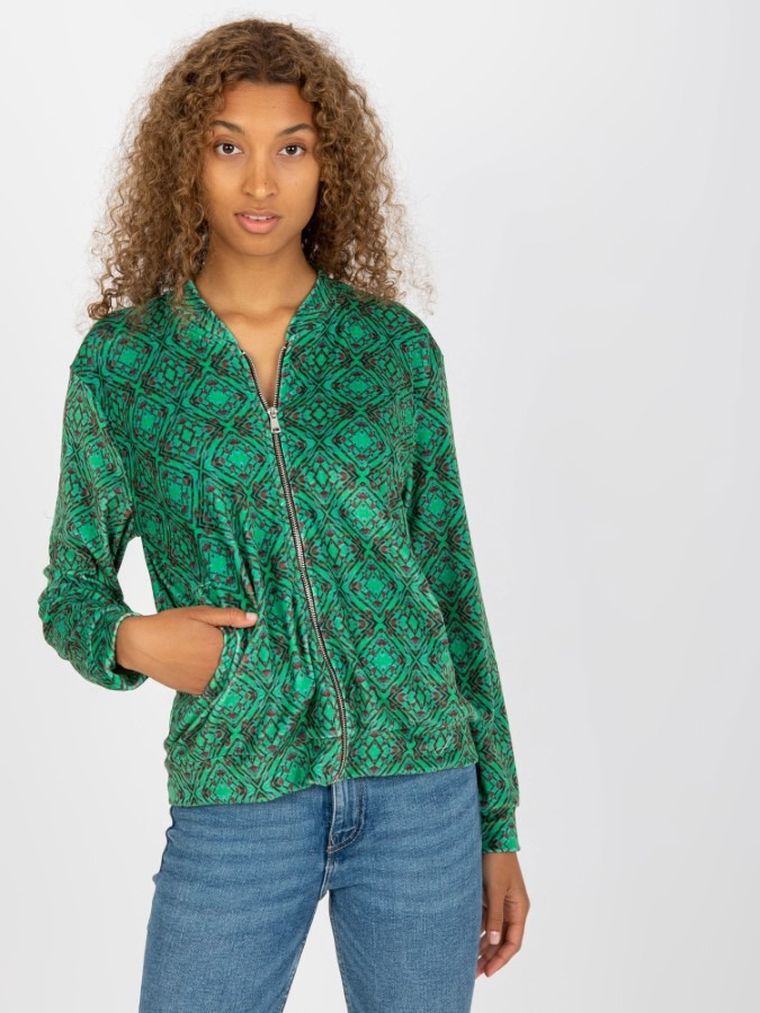 Bluza damska, rozpinana, zielona, Rue Paris