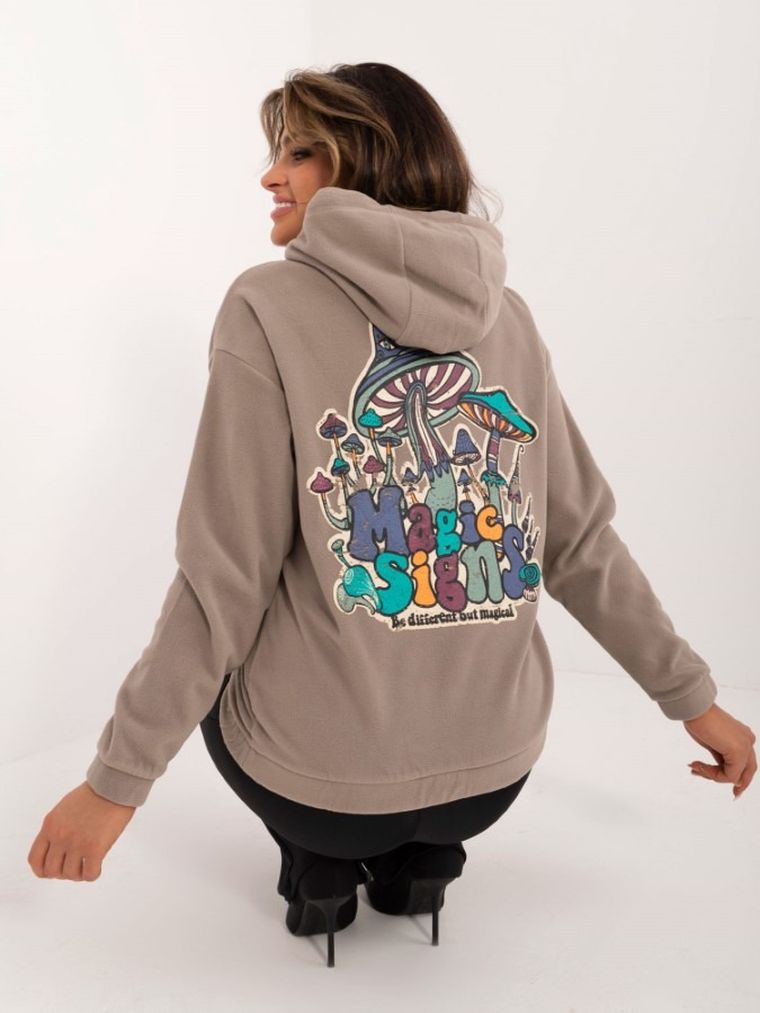 Bluza damska z kapturem, beżowa, Sublevel