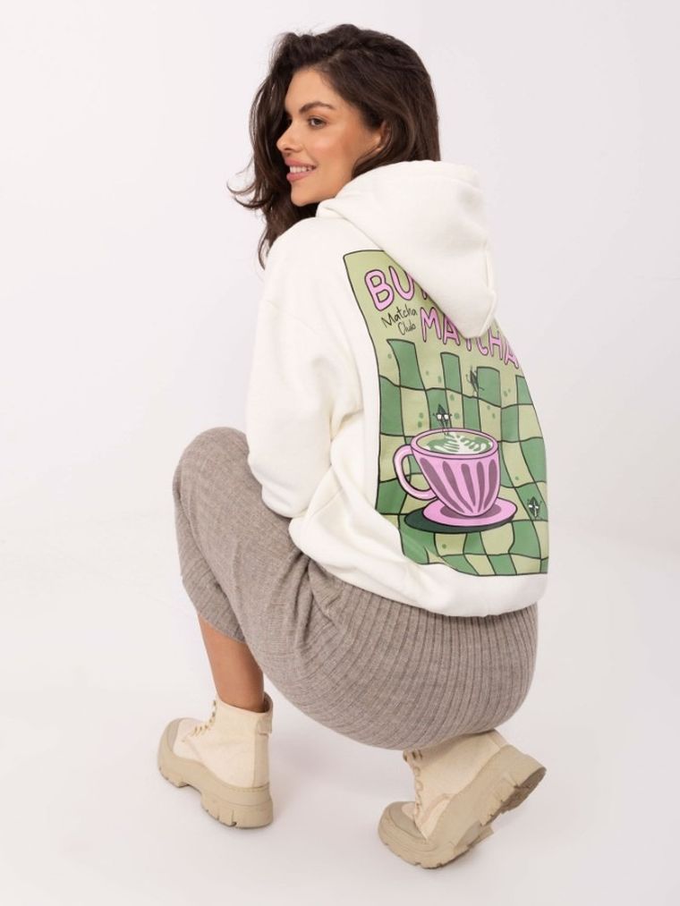 Bluza damska z kapturem, biała, Sublevel