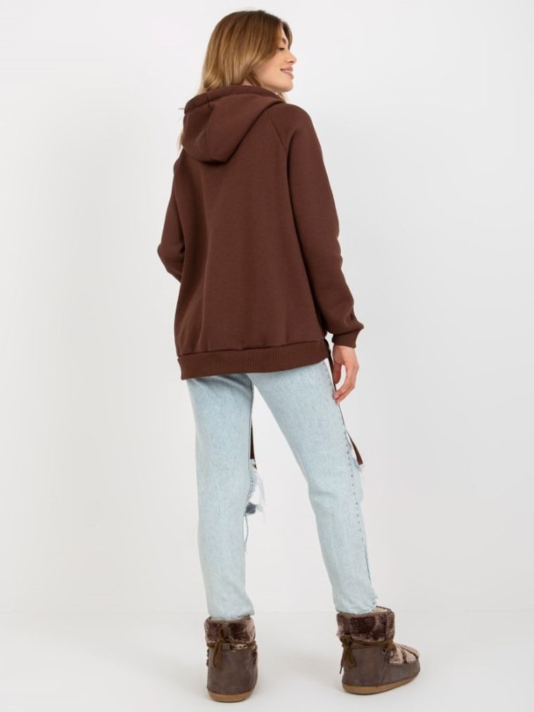 Bluza damska z kapturem, brązowa, Och Bella