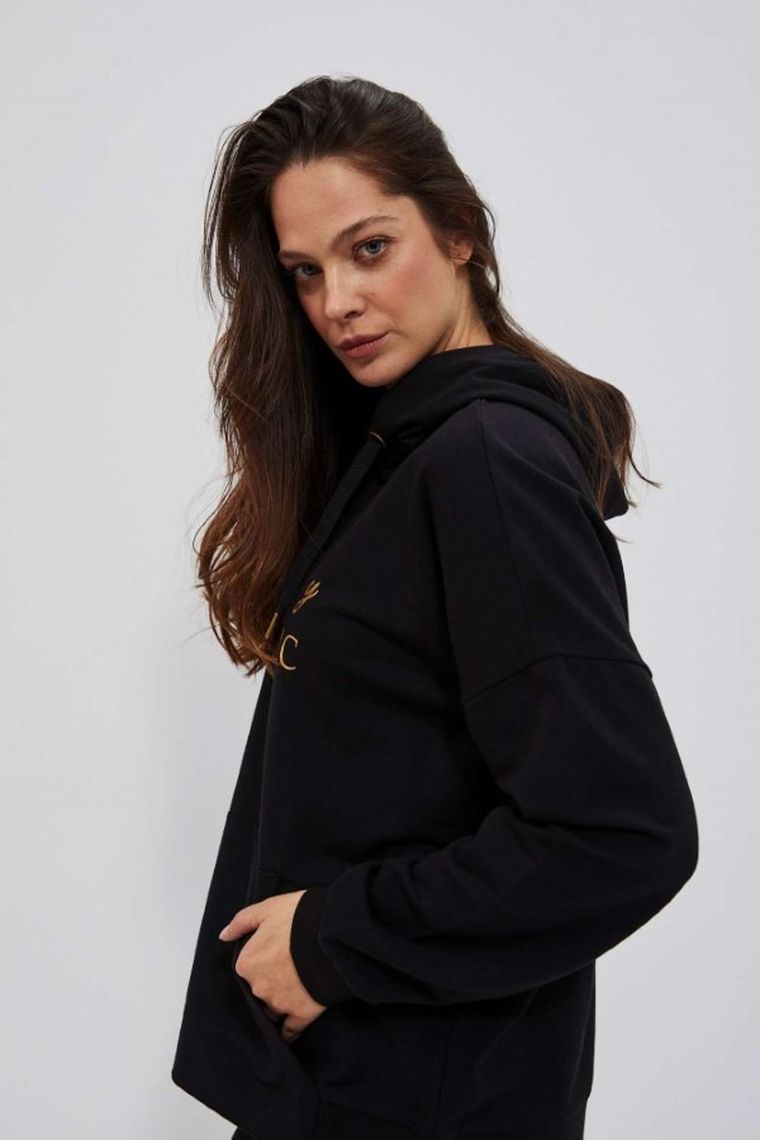 Bluza damska z kapturem, czarna, Moodo