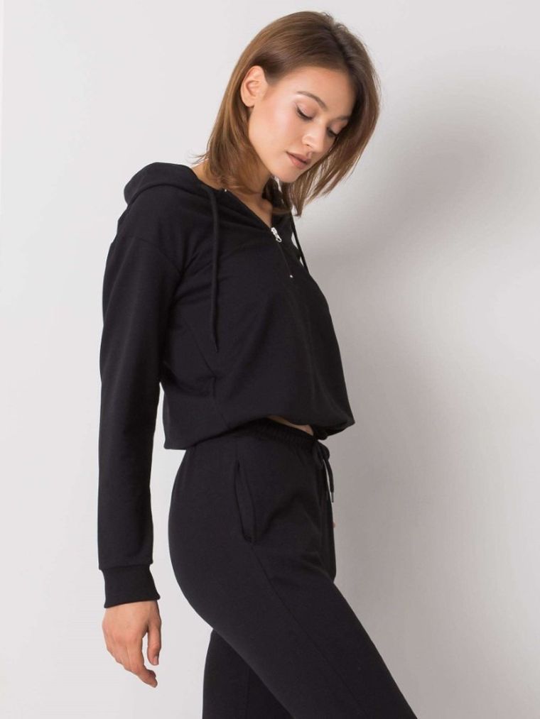 Bluza damska z kapturem, czarna, Sublevel