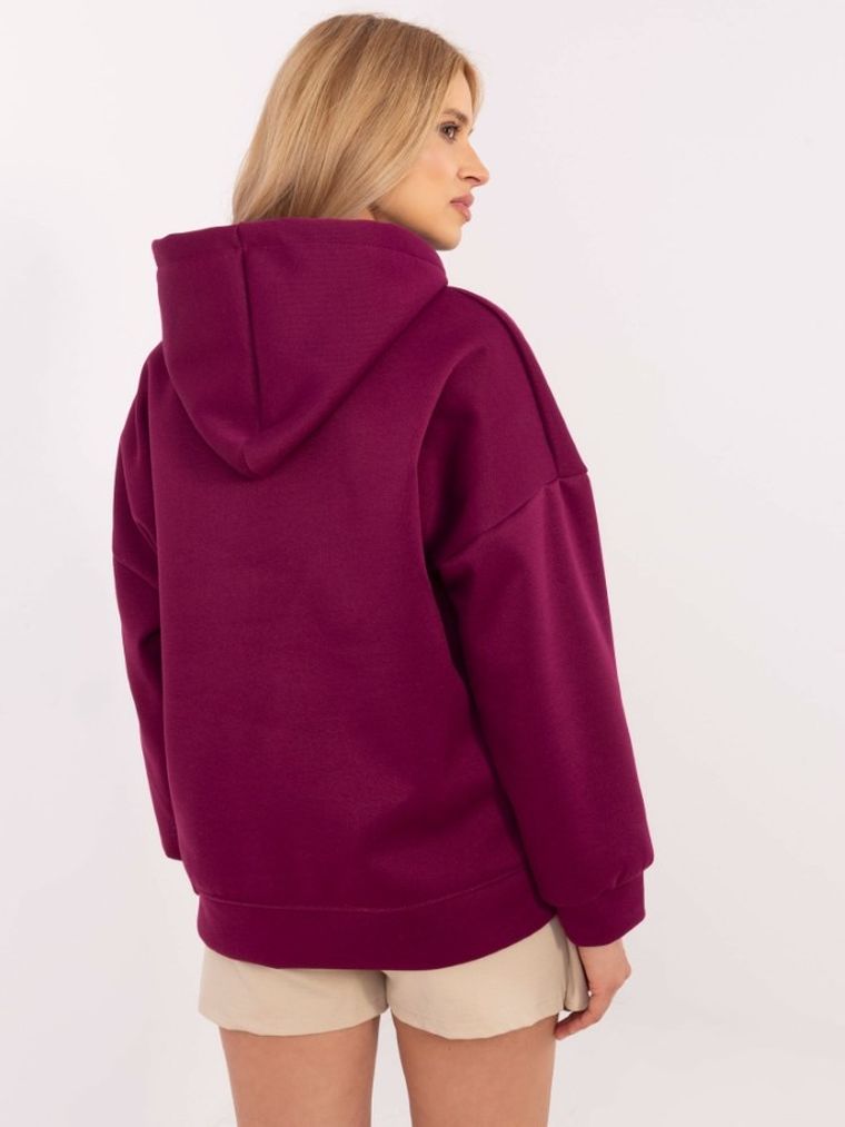 Bluza damska z kapturem, fioletowa, Italy Moda
