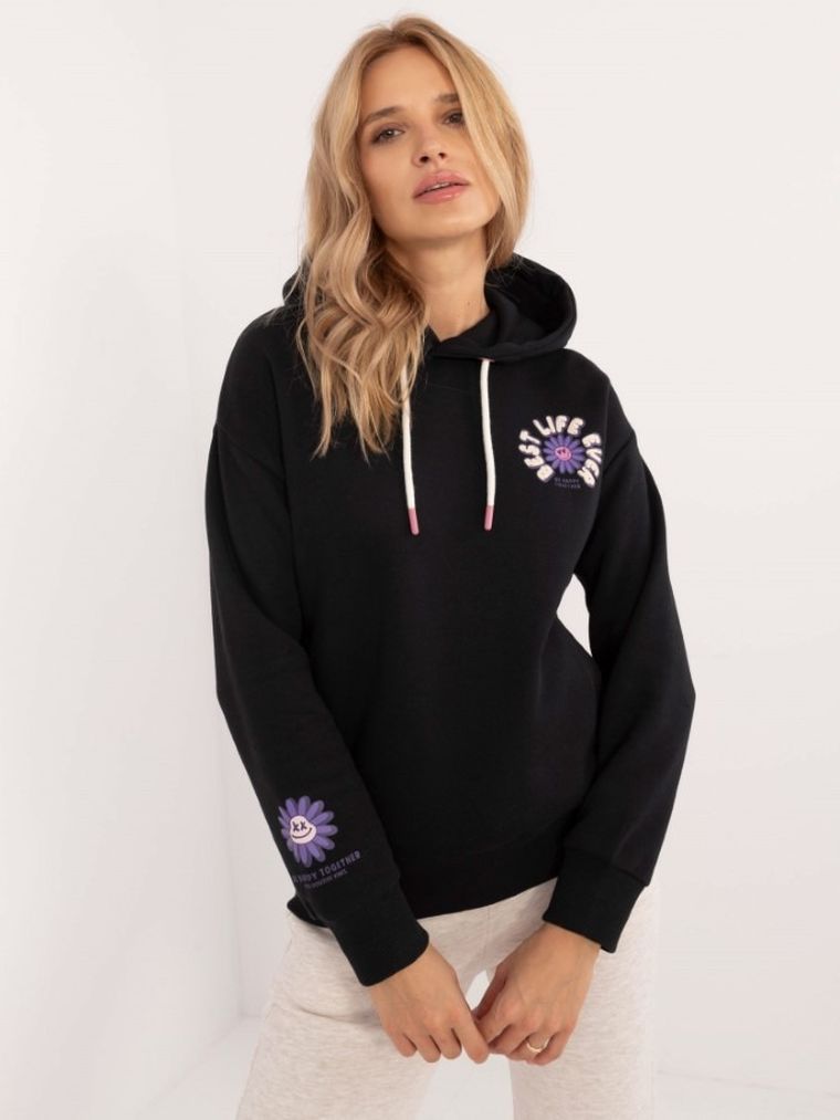 Bluza damska z kapturem, grafitowa, Sublevel