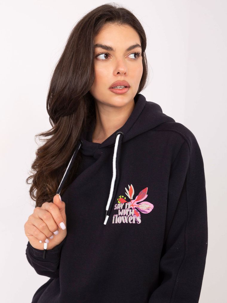 Bluza damska z kapturem, grafitowa, Sublevel