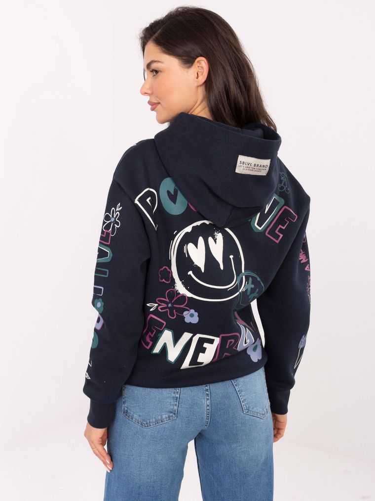 Bluza damska z kapturem, granatowa, Sublevel