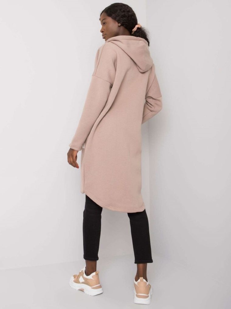 Bluza damska z kapturem, rozpinana, beżowa, Relevance