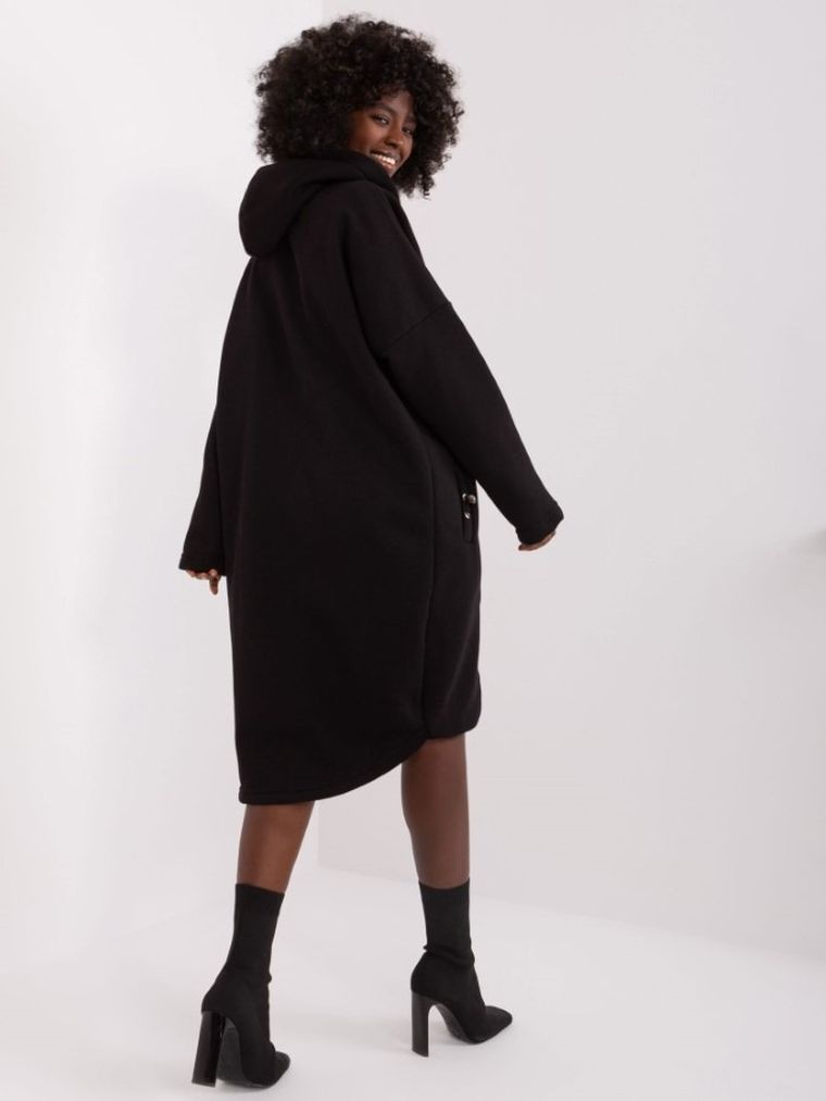 Bluza damska z kapturem, rozpinana, czarna, Relevance