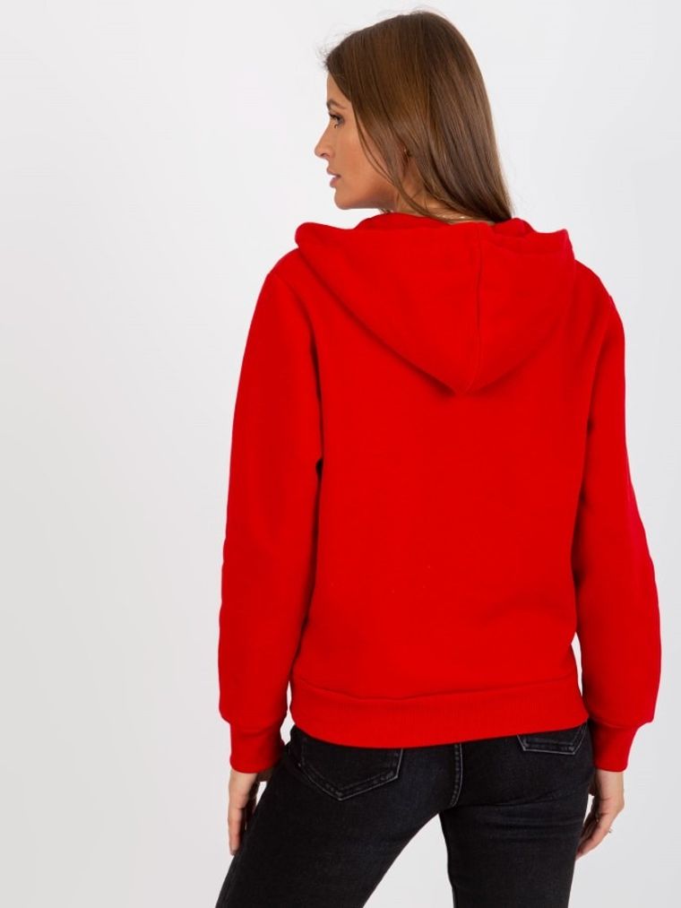 Bluza damska z kapturem, rozpinana, czerwona, Rue Paris