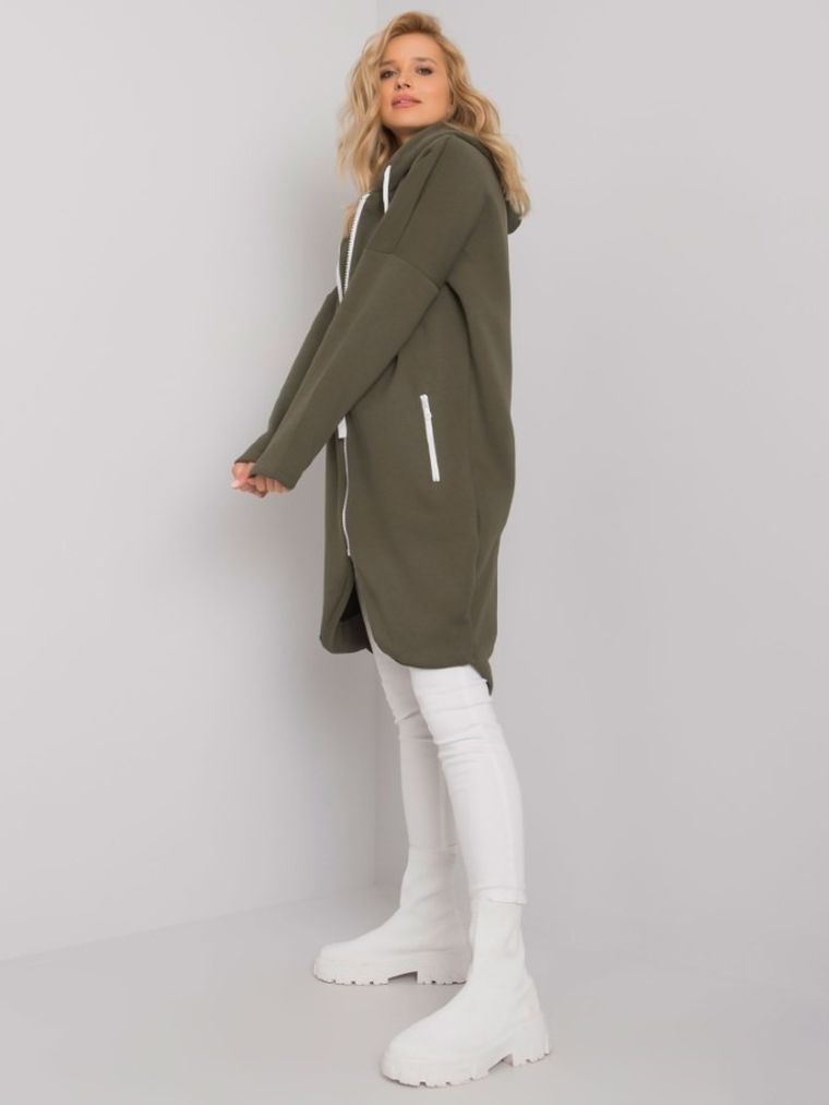 Bluza damska z kapturem, rozpinana, khaki, Relevance