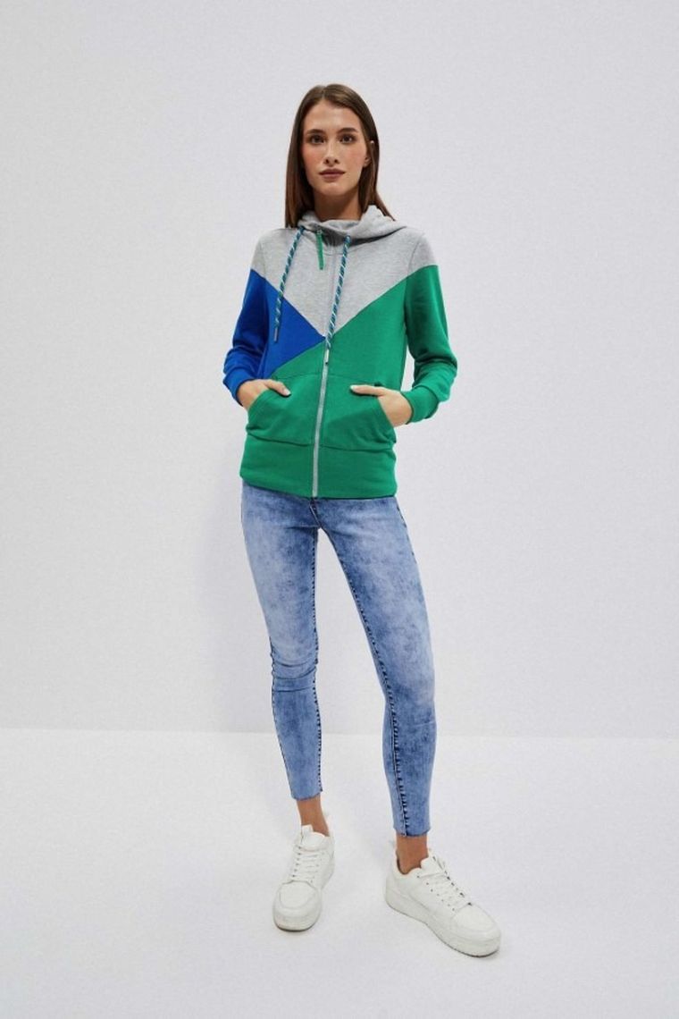 Bluza damska z kapturem, rozpinana, mix, Moodo