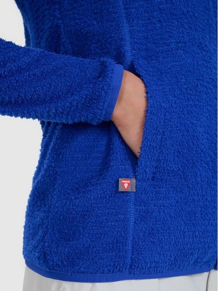 Bluza damska z kapturem, rozpinana, niebieska, Primaloft Active, 4F