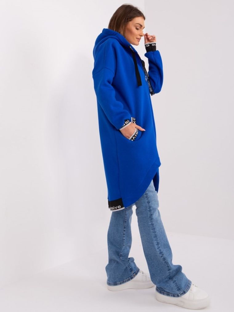Bluza damska z kapturem, rozpinana, niebieska, Relevance