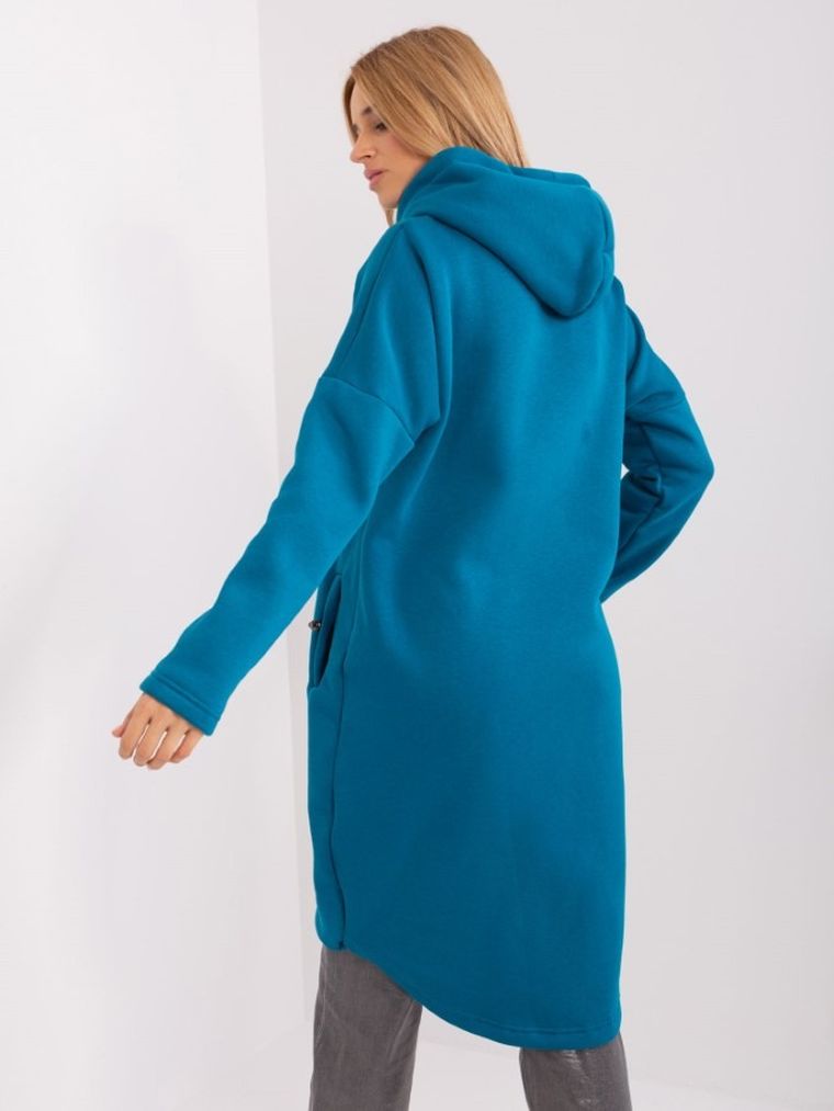 Bluza damska z kapturem, rozpinana, niebieska, Rue Paris