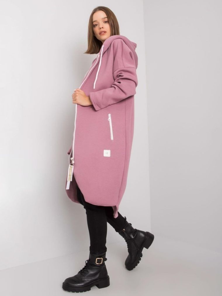Bluza damska z kapturem, rozpinana, różowa, Relevance