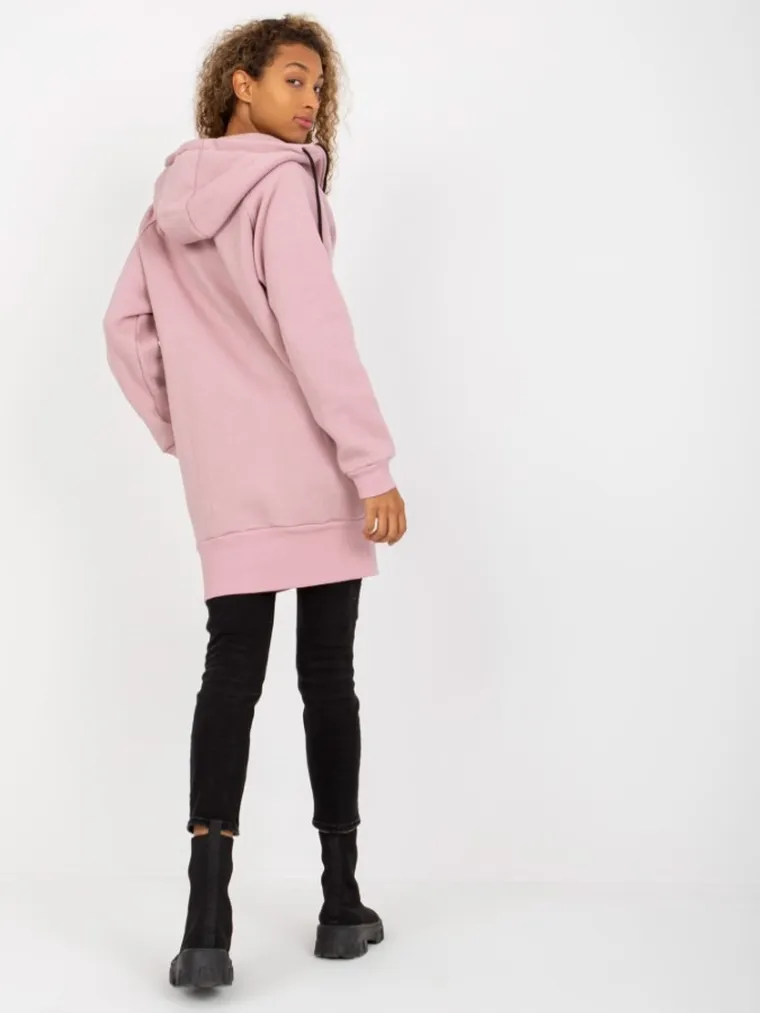 Bluza damska z kapturem, rozpinana, różowa, Rue Paris