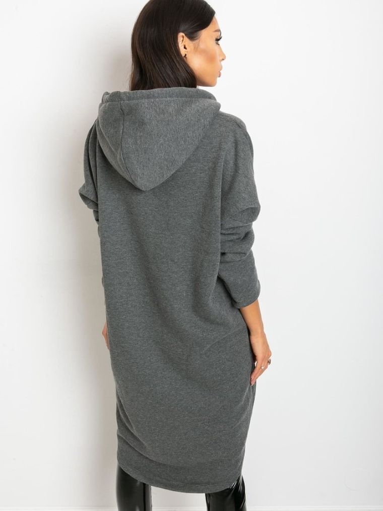 Bluza damska z kapturem, rozpinana, szara, Relevance