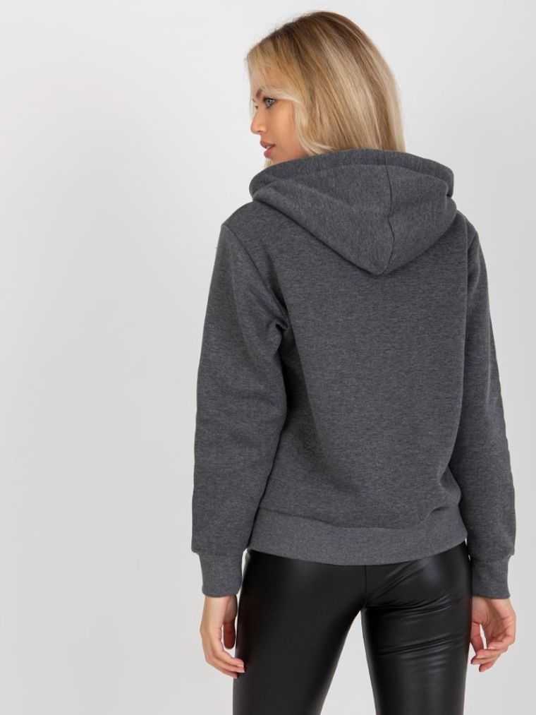 Bluza damska z kapturem, rozpinana, szara, Rue Paris