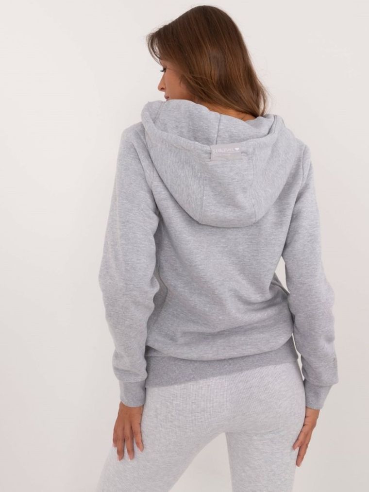 Bluza damska z kapturem, rozpinana, szara, Sublevel