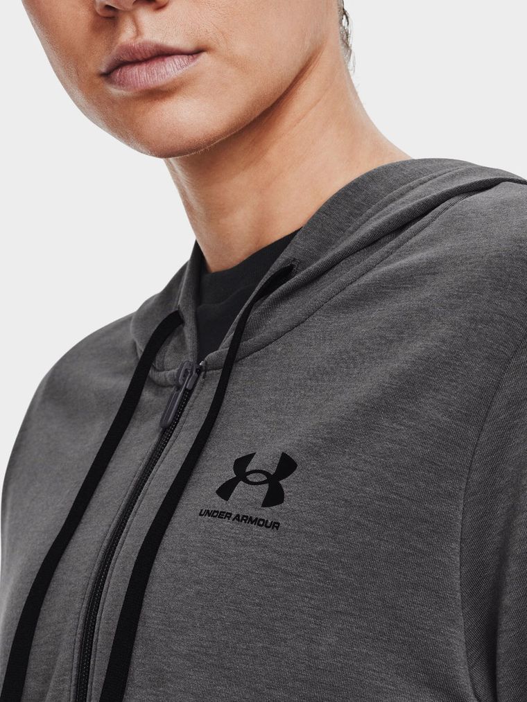 Bluza damska z kapturem, rozpinana, szara, Under Armour
