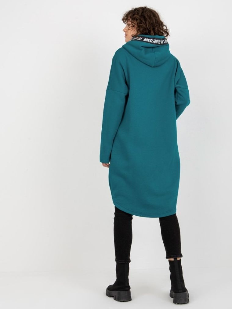 Bluza damska z kapturem, rozpinana, zielona, Relevance
