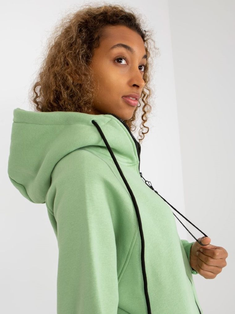 Bluza damska z kapturem, rozpinana, zielona, Rue Paris