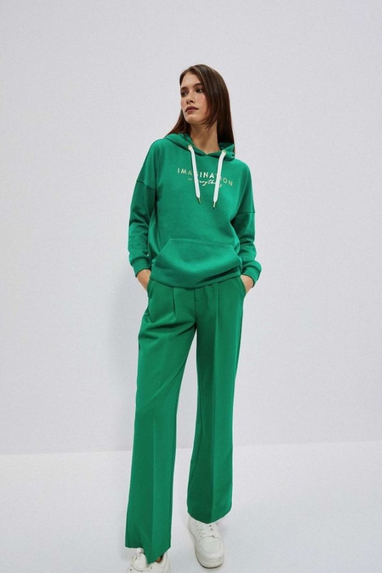 Bluza damska z kapturem, zielona, Moodo