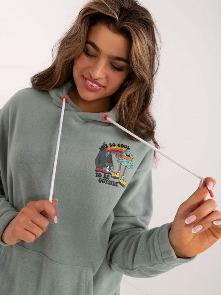 Bluza damska z kapturem, zielona, Sublevel