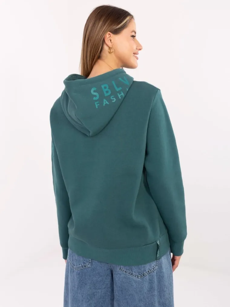 Bluza damska z kapturem, zielona, Sublevel