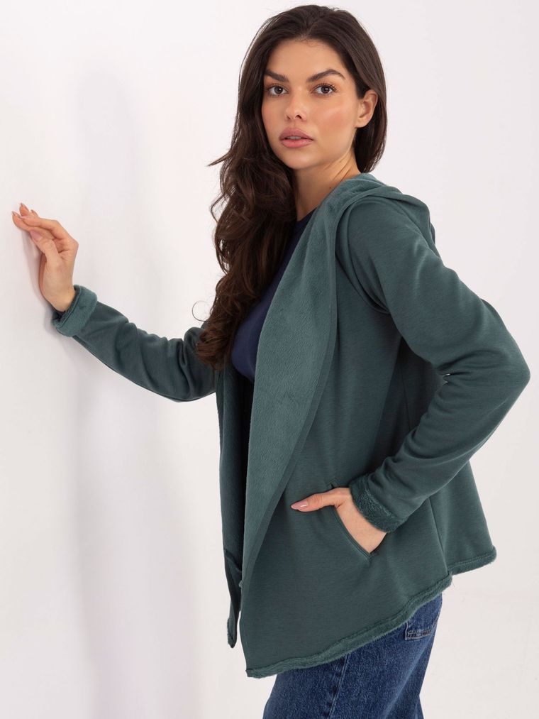 Bluza damska z kapturem, zielona, Sublevel