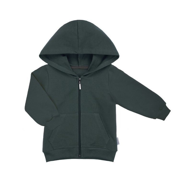 Bluza dziecięca z kapturem, rozpinana, ciemnozielona, Nicol