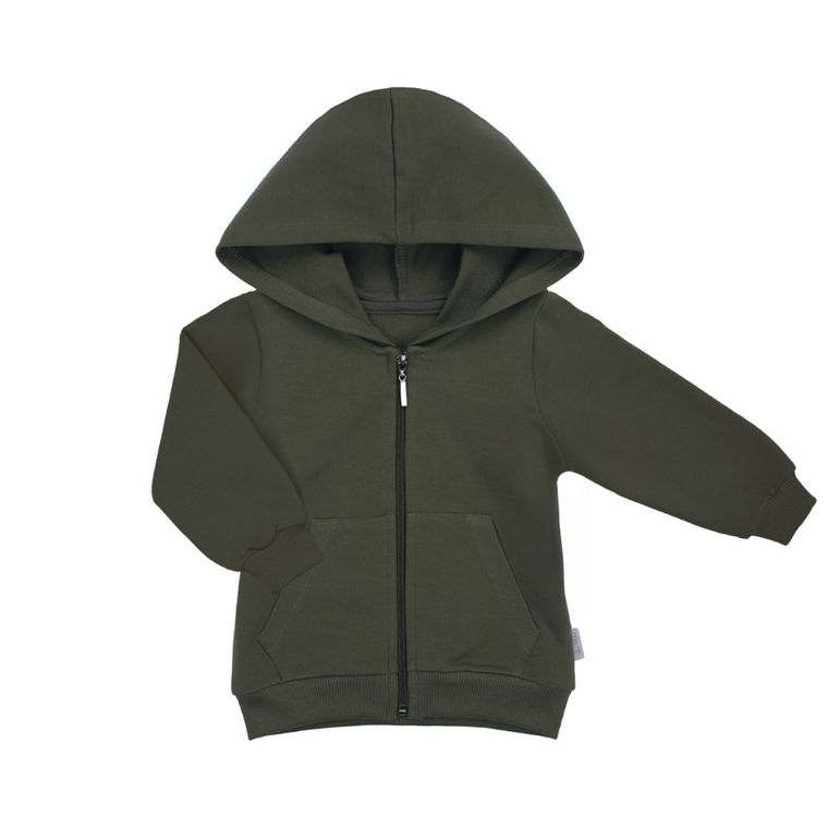 Bluza dziecięca z kapturem, rozpinana, khaki, Nicol