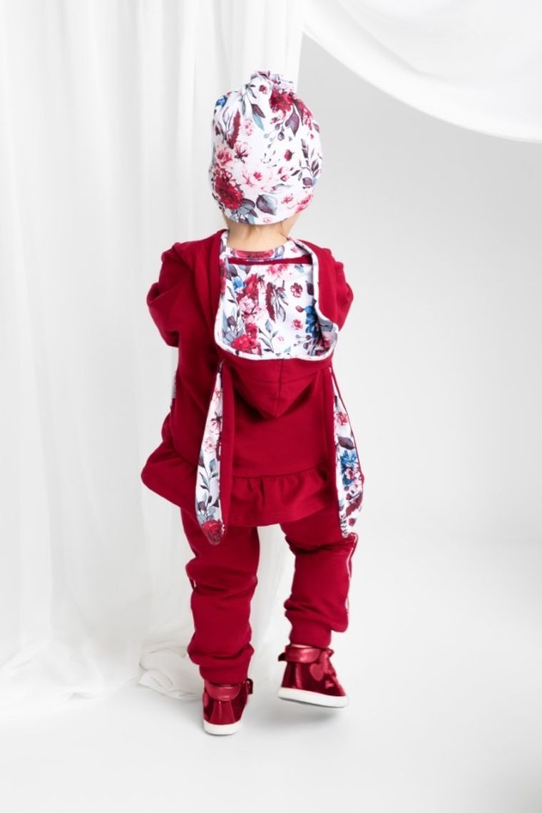 Bluza dziewczęca z kapturem, rozpinana, bordowa, Nicol