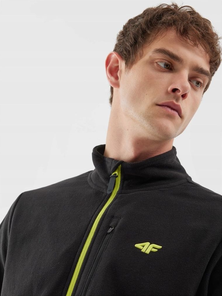 Bluza męska, rozpinana, polarowa, czarna, 4F
