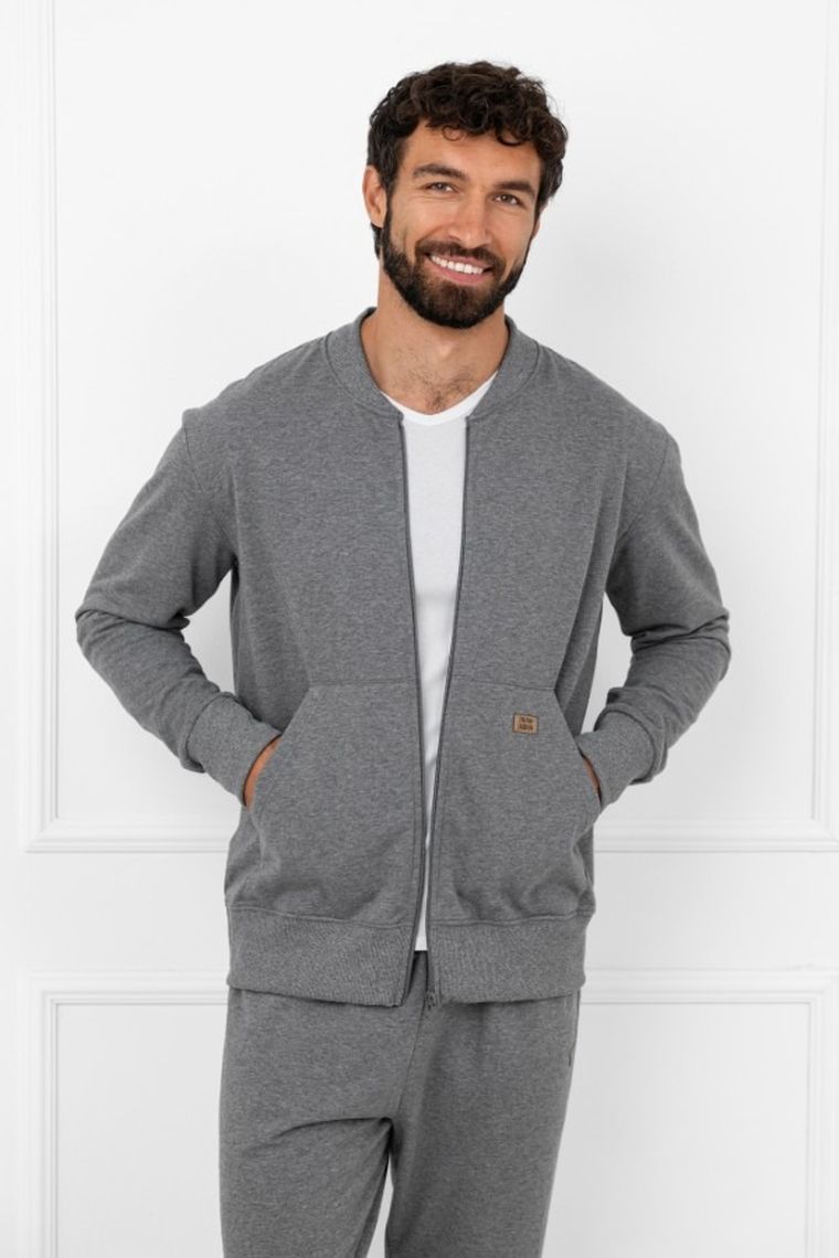 Bluza męska, rozpinana, szara, Italian Fashion