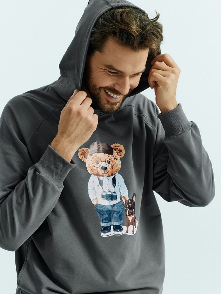 Bluza męska z kapturem, grafitowa, Ceba Baby