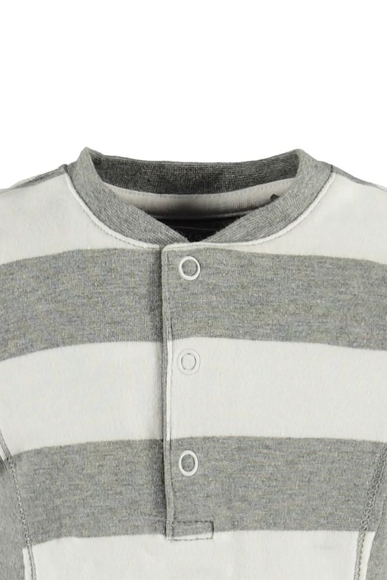 Bluzka chłopięca z długim rękawem, bawełna organiczna, biało-szara, Bellybutton