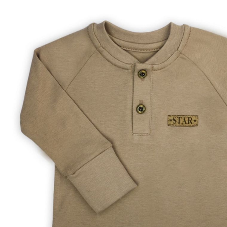 Bluzka chłopięca z długim rękawem, beżowa, Star, Nicol