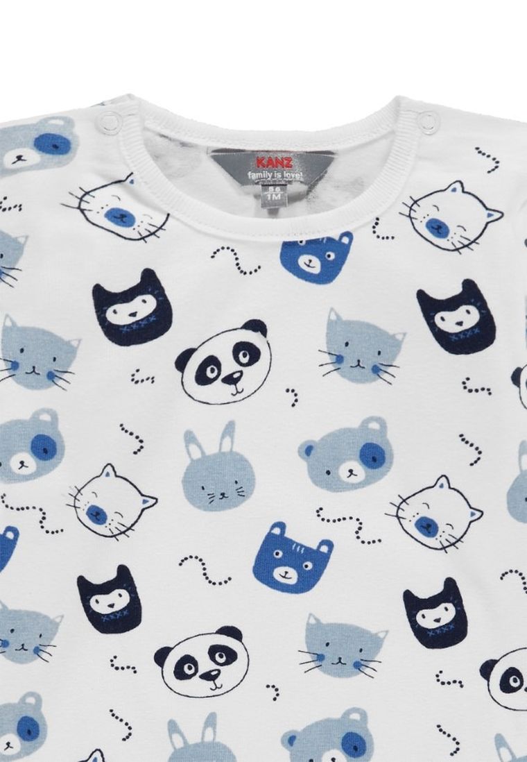 Bluzka chłopięca z długim rękawem, biało-niebieska, Kanz