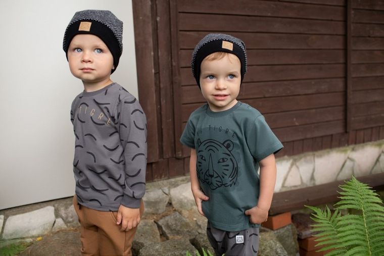 Bluzka chłopięca z długim rękawem, grafitowa, Le Tigre, Pinokio