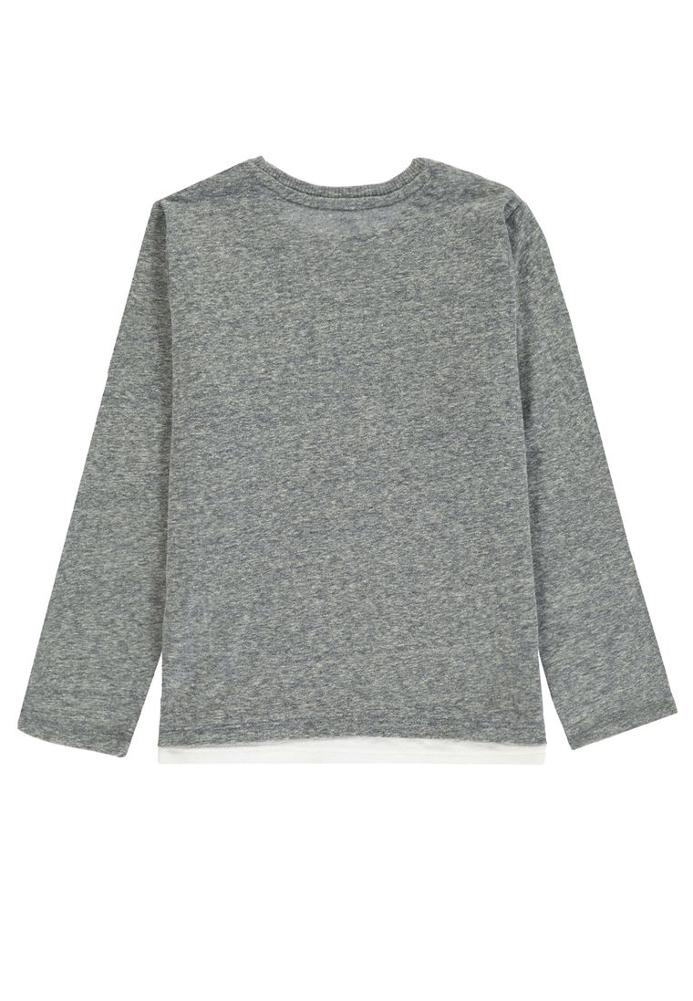 Bluzka chłopięca z długim rękawem, szara melanż, Tom Tailor